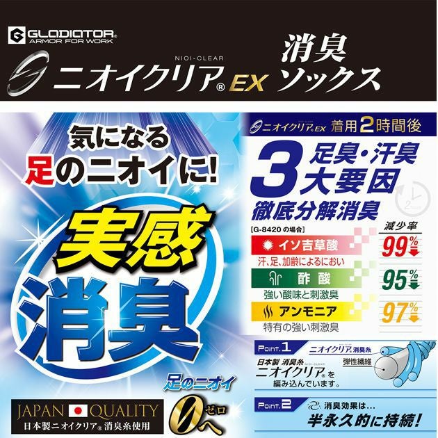 CO-COS コーコス グラディエーター 靴下 ニオイクリア 90°クルー5本指2足組 G-8425