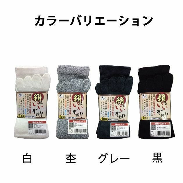 富士手袋工業 靴下 絹はいいぞぉ！通年スタンダード5本指4足組 165