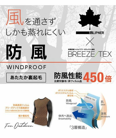 LOGOS ロゴス 秋冬インナー LOGOSbyLipner 防風透湿ハイネックシャツ 30399