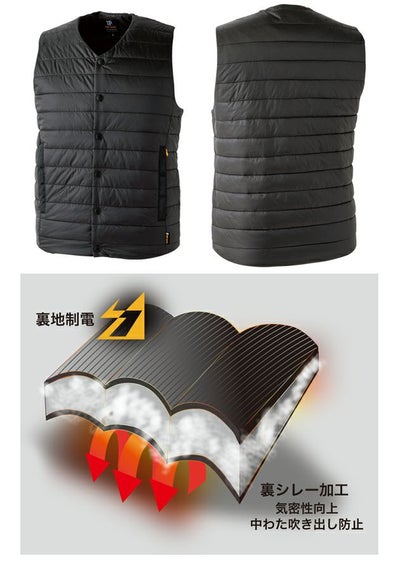 中国産業 秋冬作業服 作業着 制電中綿インナーベスト 700002