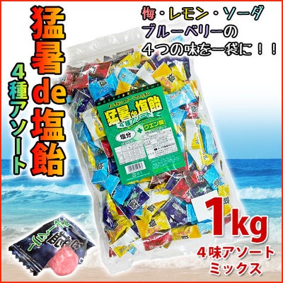 猛暑de塩飴4種アソートミックス1kg / 暑さ対策キャンディ 飴 [季節対策商品]
