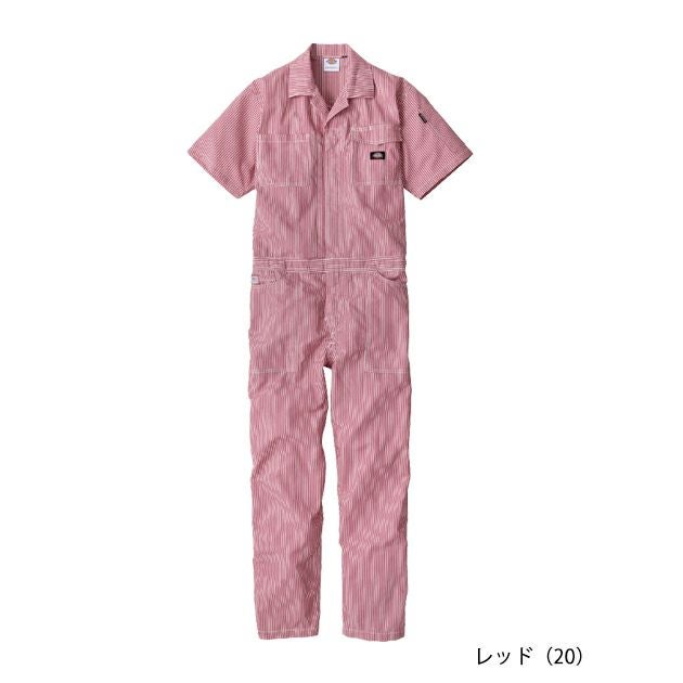 Dickies ディッキーズ つなぎ服 作業着 ライトSTヒッコリー 半袖ツナギ D-7102
