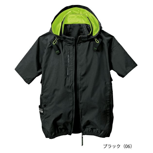 S～4L シンメン 空調作業服 作業着 アイエスエアダクトフードリペルショートジャケット 05431