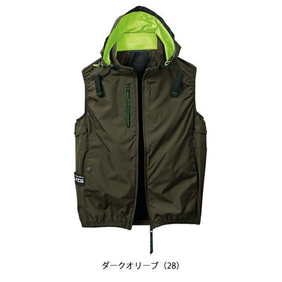 S～4L シンメン 空調作業服 作業着 アイエスエアダクトフードリペルベスト 05432