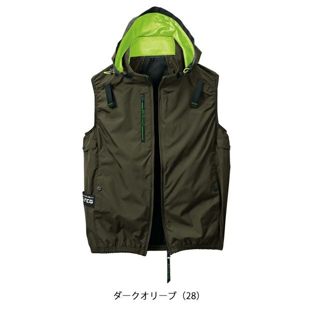 7L シンメン 空調作業服 作業着 アイエスエアダクトフードリペルベスト 05432