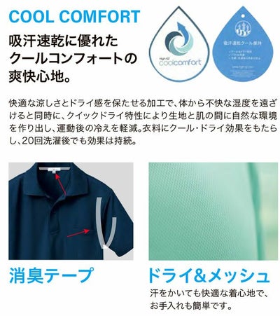 アイトス 春夏作業服 作業着 吸汗速乾(クールコンフォート)半袖ポロシャツ(男女兼用) AZ-10579