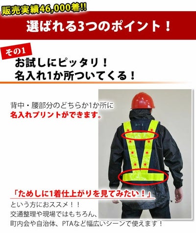 【お試し名入れベスト】富士手袋工業 安全ベスト LED電飾安全ベスト名入れお試しセット 2060