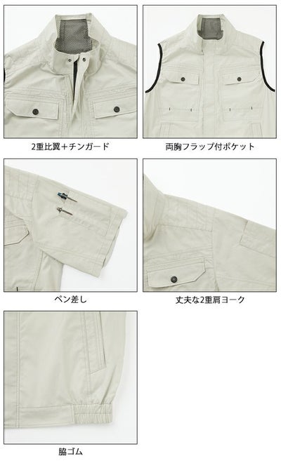 サンエス 空調作業服 作業着 空調風神服 半袖ブルゾン KF92450