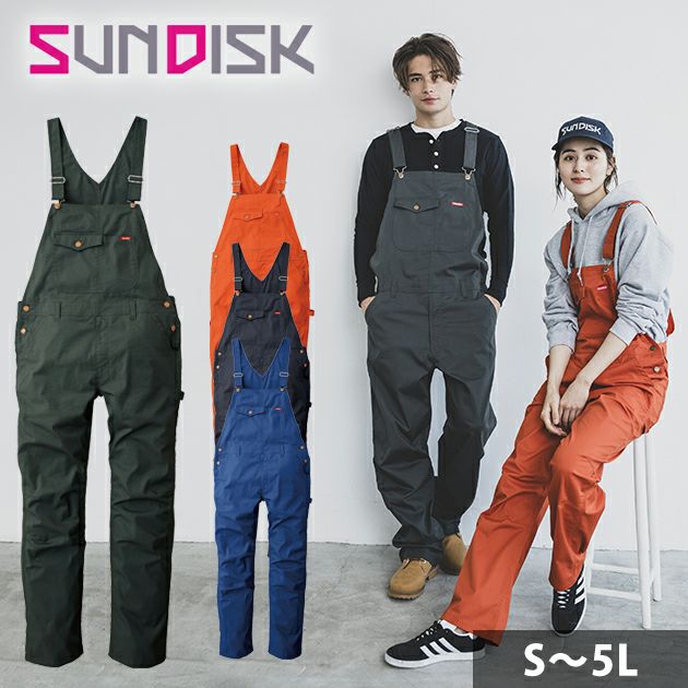 S～3L SUNDISC サンディスク 日の丸繊維 つなぎ服 作業着 ストレッチ