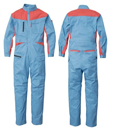 4L～B3L SUNDISC サンディスク 日の丸繊維 つなぎ服 作業着 ストレッチバイカラーツナギ SD-4300