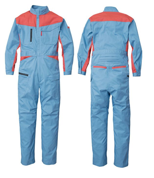 4L～B3L SUNDISC サンディスク 日の丸繊維 つなぎ服 作業着 ストレッチバイカラーツナギ SD-4300