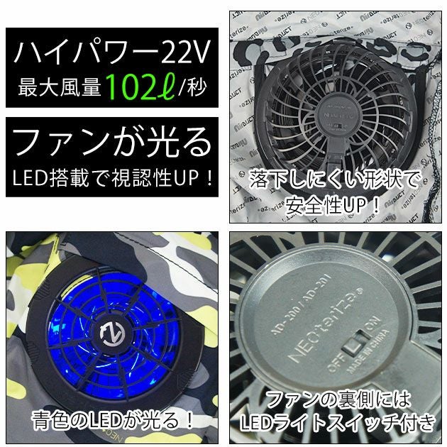 ネオテライズ NEOterize 空調作業服 作業着 AIRDUCT(エアーダクト) ファンユニットセット AD-200 AD-201