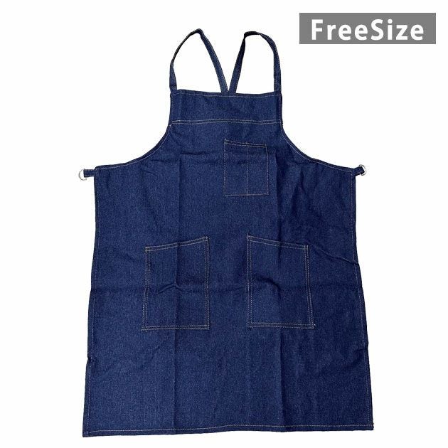 のばのば 通年作業服 作業着 デニム胸付き前掛けタスキ S-1002