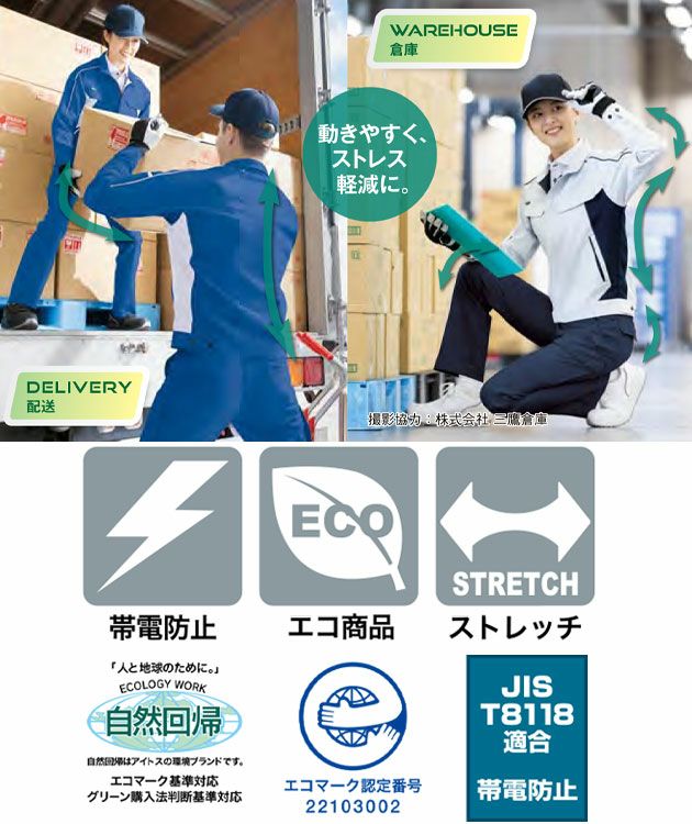 6L アイトス 秋冬作業服 作業着 長袖ブルゾン（男女兼用） AZ-1902