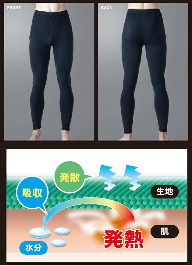 おたふく 秋冬インナー 発熱吸汗速乾前開きロングタイツ JW-153