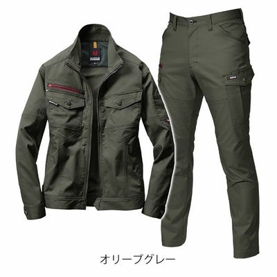 S～3L BURTLE バートル 秋冬作業服 作業着 ジャケット・パンツ上下セット（オリーブグレー） 7051・7052