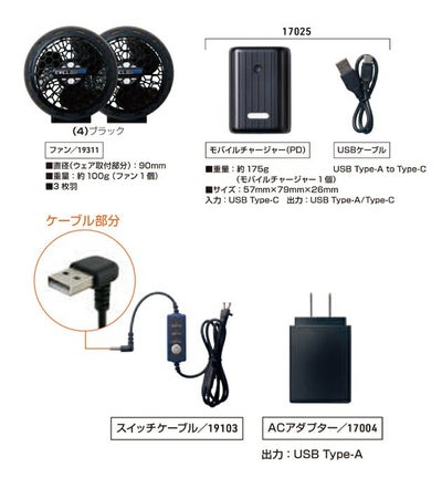 S～3L SOWA 桑和 空調作業服 作業着 コンプリートセット 19409