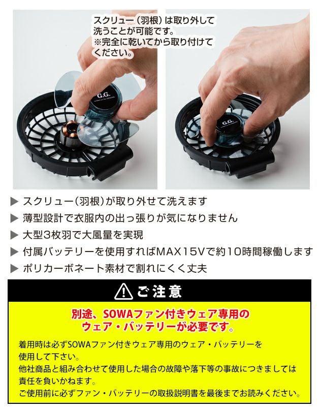 SOWA 桑和 空調作業服 作業着 ファン単品 16111