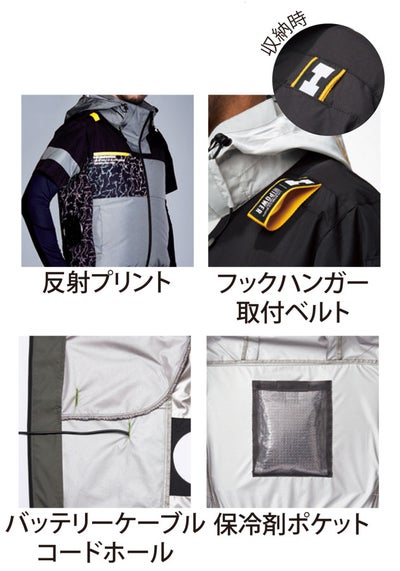 HUMMER ハマー 空調作業服 作業着 空調風神服チタンフード半袖ブルゾン 09905