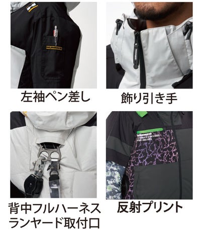 HUMMER ハマー 空調作業服 作業着 空調風神服チタンフード半袖ブルゾン 09905