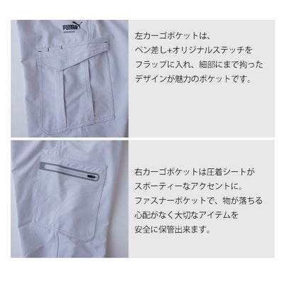 S～4L PUMA プーマ 通年作業服 作業着 ワークジャケット・カーゴパンツ上下セット（ブラック） PW-3021A・PW-3025A