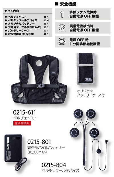 寅壱 冷却ペルチェ 作業着 ペルチェベストセット 0215-000