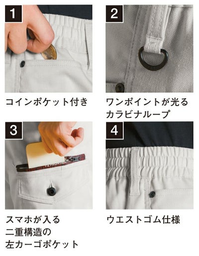 アイズフロンティア 春夏作業服 作業着 ポイントコンタクトストレッチカーゴパンツ 3152