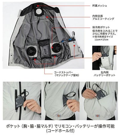 Dickies ディッキーズ 空調作業服 作業着 ボルトクール 日傘遮熱(R) ベスト(ペルチェ ネックホルダー付) D-229