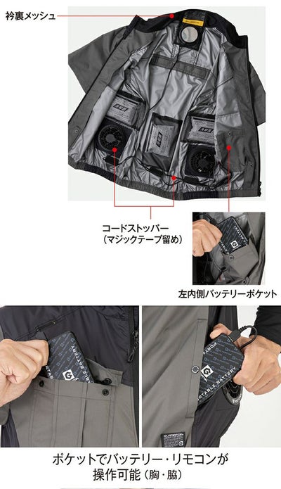 CO-COS コーコス 春夏作業服 作業着 ボルトクール 日傘遮熱(R) 半袖ブルゾン(ペルチェネックホルダー付) G-4040