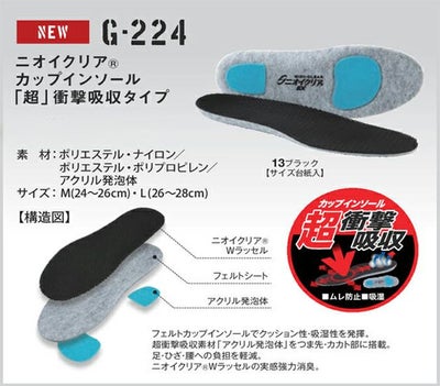 CO-COS コーコス 安全靴 ニオイクリア(R)カップインソール「超」衝撃吸収タイプ G-224