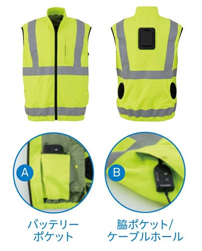 ビッグボーン 冷却ペルチェ 作業着 冷蔵服４高視認ベスト・モバイルバッテリーセット TH606SET