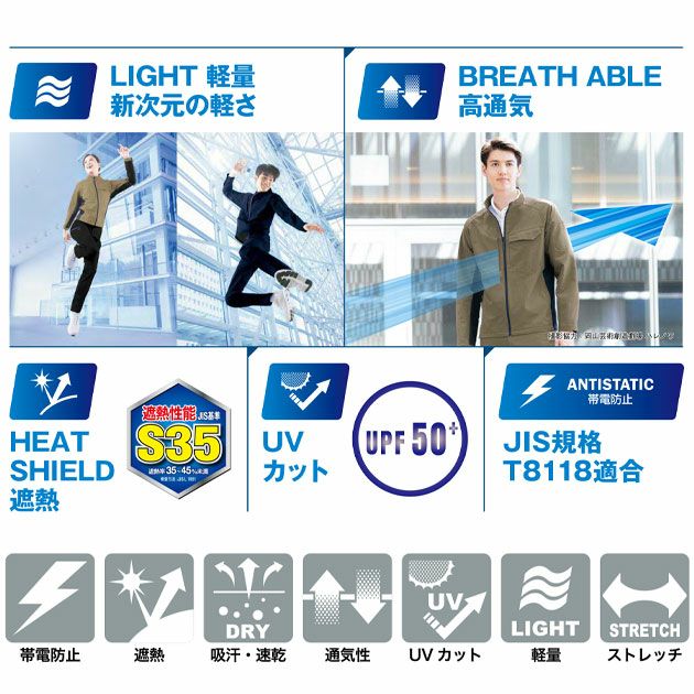 4L～5L アイトス 春夏作業服 作業着 長袖シャツ（男女兼用） AZ-4235