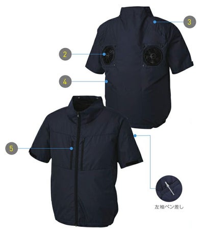 サンエス 空調作業服 作業着 チタン加工半袖ブルゾン KF92510