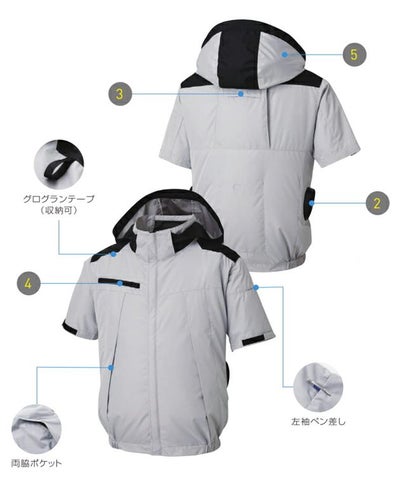 サンエス 空調作業服 作業着 チタン加工半袖ブルゾン KF92500