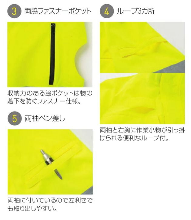 サンエス 空調作業服 作業着 Hi-Vis 長袖ブルゾン KF92521