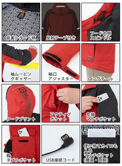 3L CO-COS コーコス 作業着 電熱ウェア グラディエーター ボルトヒートジャケット G-8040