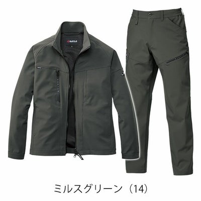 バートル BURTLE 831・832 秋冬作業服 作業着 ジャケット・カーゴパンツ上下セット（ミルスグリーン） S～XXL