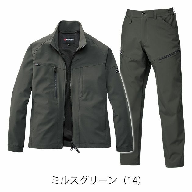 バートル BURTLE 831・832 秋冬作業服 作業着 ジャケット・カーゴパンツ上下セット（ミルスグリーン） S～XXL