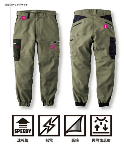 寅壱 7030-235 秋冬作業服 作業着 カーゴジョガーパンツ S～4L