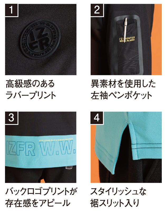 アイズフロンティア 9103 防寒作業服 防寒着 裏起毛ストレッチ長袖モックネックシャツ