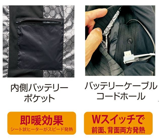 ハマー HUMMER 80000 電熱ベスト 作業着 ハイブリッドフードベスト Wスイッチ バッテリーセット
