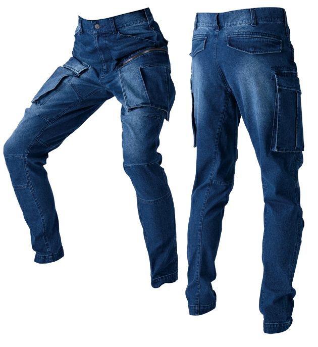 中国産業 HOP SCOT 760005 秋冬作業服 作業着 フレックステック 3DデニムJOBカーゴパンツ 5L～8L