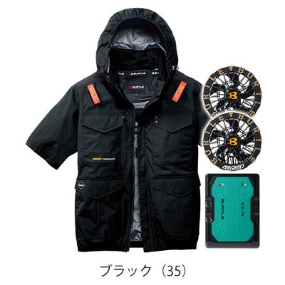 バートル BURTLE AC2106・AC10・AC10-1 空調作業服 作業着 エアークラフト AC半袖ブルゾン(ハイバック)・ファンバッテリー3点セット(2026年モデル新作)