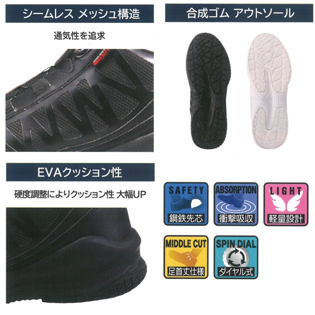 おたふく WW-162DM 安全靴 ハイカット WW MOVE ALPHA ダイヤルミドルカット