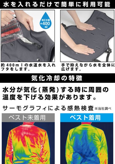 カジメイク 8908 保冷ベスト 作業着 KELTRAS クールリザーブ水冷ベスト